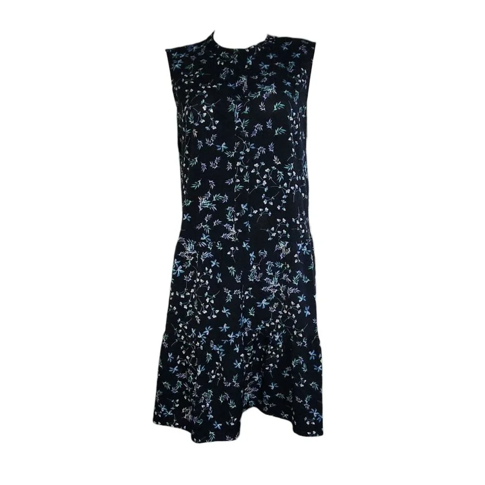 Banana Republic Dress Womens Size L Large Blue Floral Button Front‎ Sleeveless